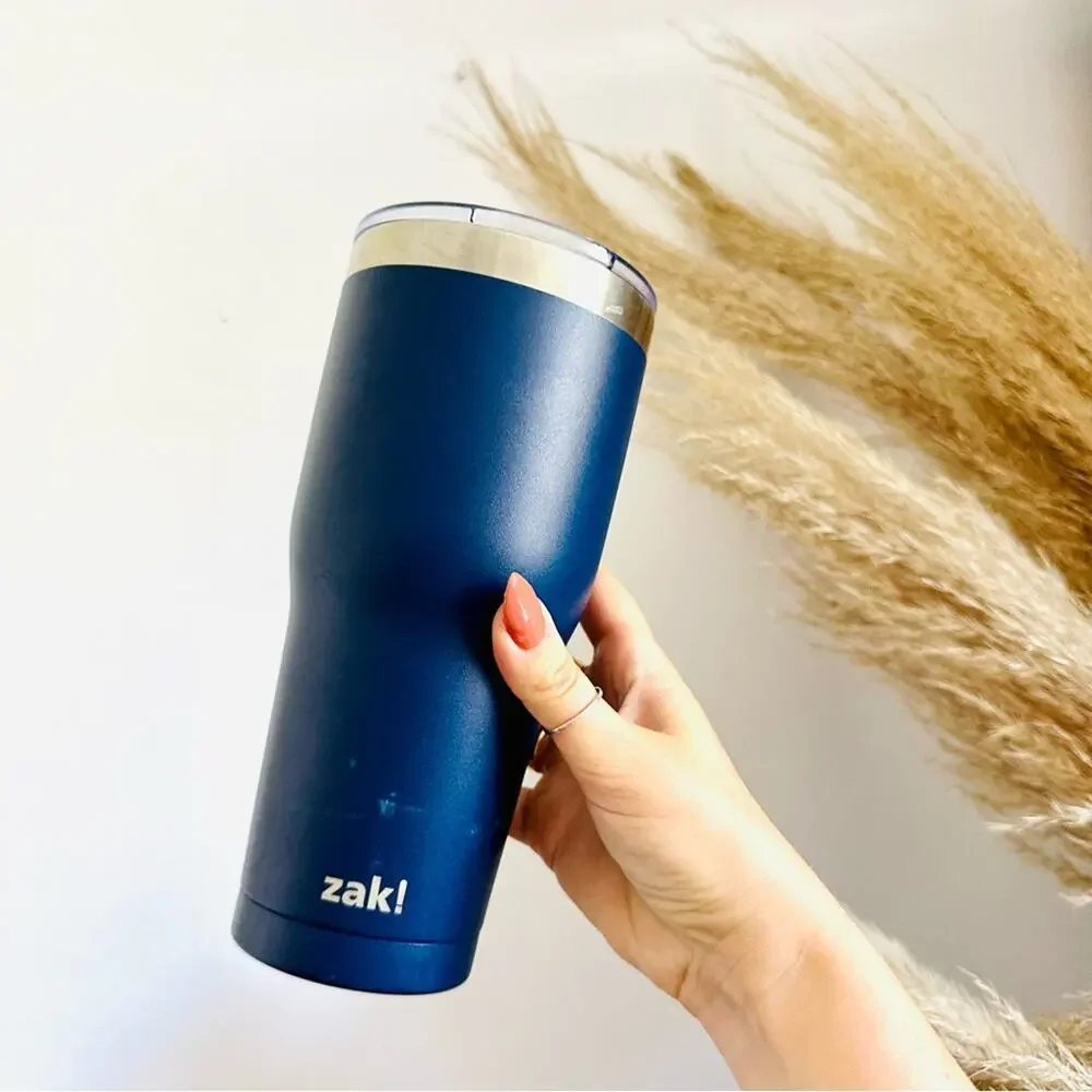 ZAK TARGET Navy Blue Silver Stainless Steel Insulated Travel Tumbler Coffee Mug